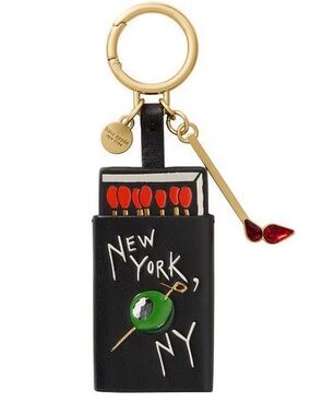 kate spade Black Matchbook Keychain with Red and Green Accents